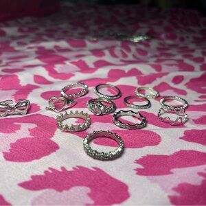 12pc Silver Ring Set